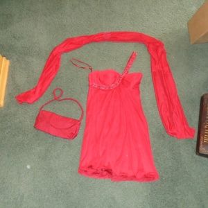 Prom Dress mini with scarf and bag Xscape  Chen 6